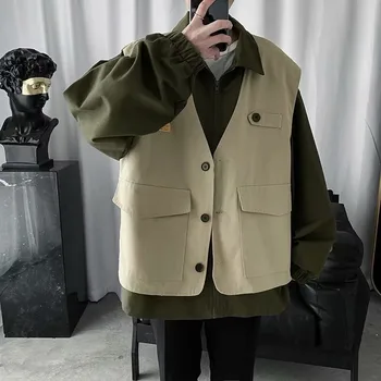 

Holiday Two Jacket Male Easing Trend In The New Spring 2020 Tooling Splicing Coat Streetwear Regular Casual Windbreaker Jacket