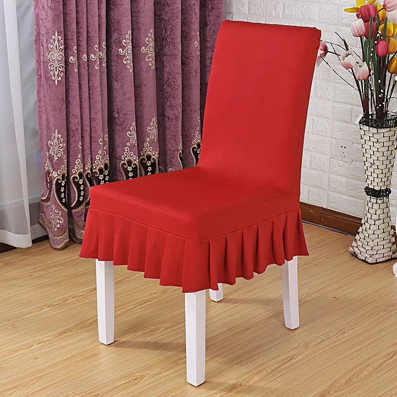 

2/4/6 Pcs Universal Seat Cover Pure Color Elastic Force Easy Matching Short Skirt Pendulum Hotel Wedding Dining Chair Covers