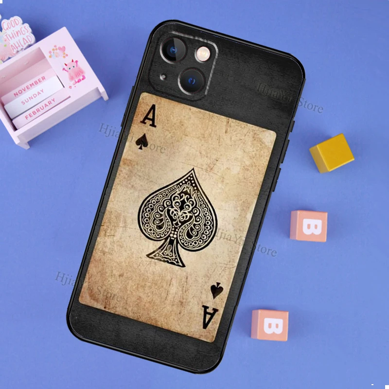 Ace of Spades Poker Case For iPhone 13 Pro Max 12 mini XS X XR Phone Cover For iPhone 11 Pro Max 8 7 Plus Case mous wallet