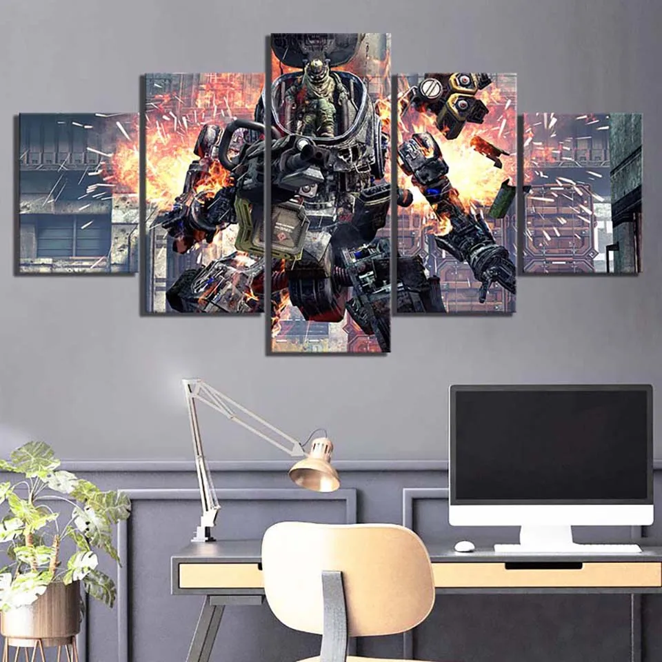 Домашнее украшение Картина на холсте с принтом 5 панелей боевой робот титан 2