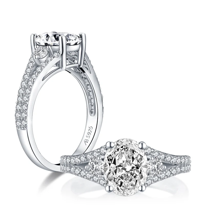 AINUOSHI классические 2,0 CT овальные Режущие кольца на годовщину стерлингового серебра 925 пробы кубическое циркониевое Помолвочное, обручальное кольцо ювелирные изделия для женщин
