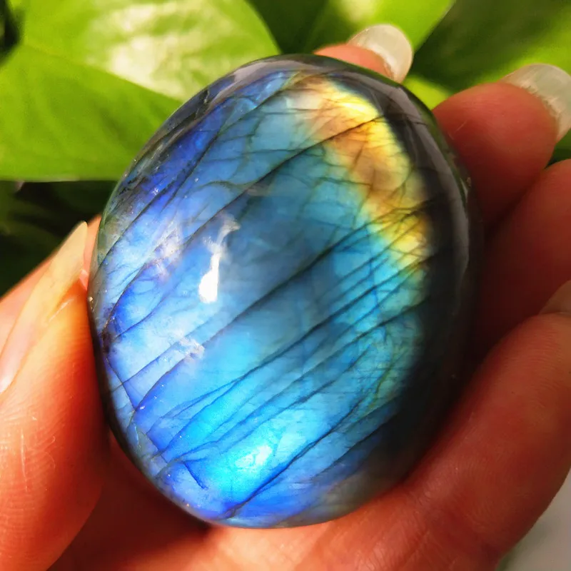 Natural labradorite stone crystal palm stones plaything healing crystals and home decoration