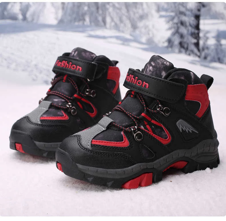 Зимние ботинки для мальчиков; детская зимняя обувь для подростков; Детские туристические ботинки для прогулок и альпинизма; кроссовки для девочек; теплые спортивные ботинки на меху