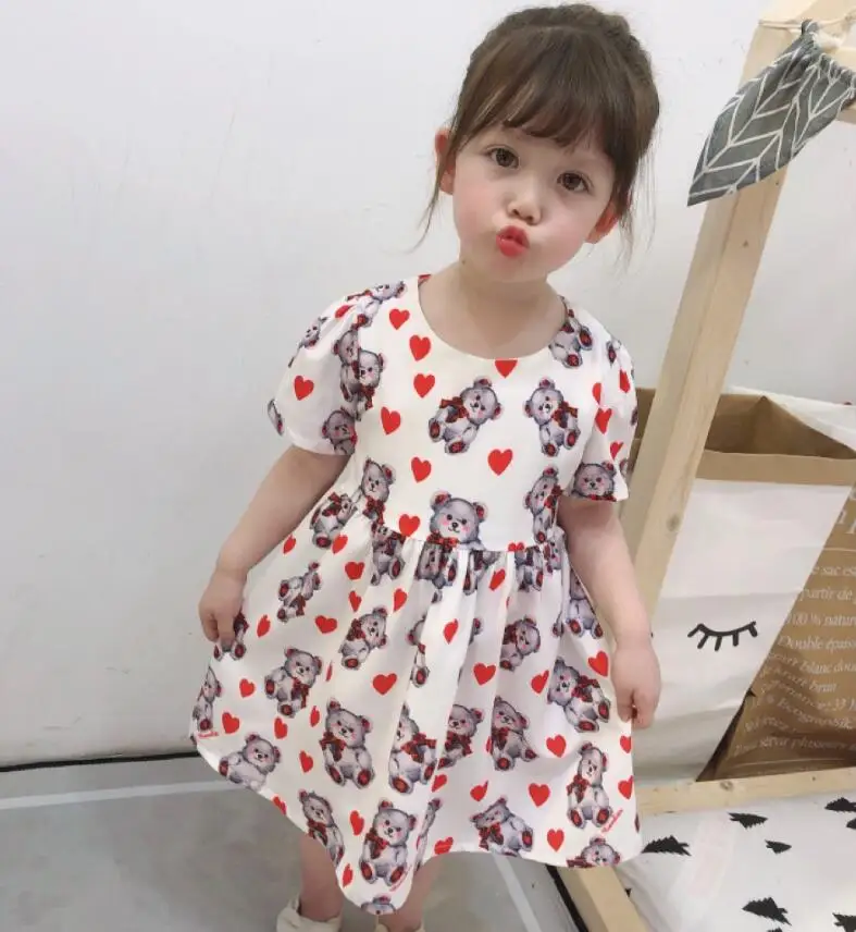 Весенне-летнее милое платье с принтом для девочек; Детские платья; Размеры 100-140 см; новое поступление