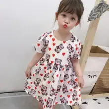 Весенне-летнее милое платье с принтом для девочек; Детские платья; Размеры 100-140 см; новое поступление