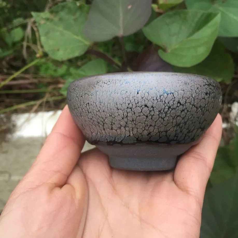 JZ202 Chinese Jian kiln tea bowl with oilspot glaze Small Tenmoku Tea Cup Natural Ceramic High Temporature Fired Eco-friendly tea cup