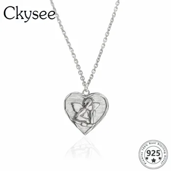 

Ckysee News 925 Sterling Silver Necklace Angel Heart Pendant Necklace For Fashion Women Simple Fine Charms Silver 925 All-Match