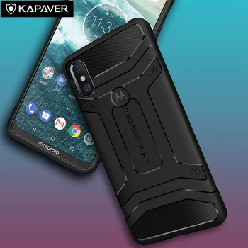 

Kapaver Luxury Official Silicone Phone Case For Moto One Power P30 Note Case MIL-STD 810G Drop Tested ShockProof Carbon Fiber