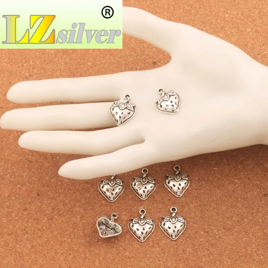Strawberry With Leaf Spacer Charm Beads 14.5x19.8mm 200PCS zinc alloy Pendants Alloy Handmade Jewelry DIY L930