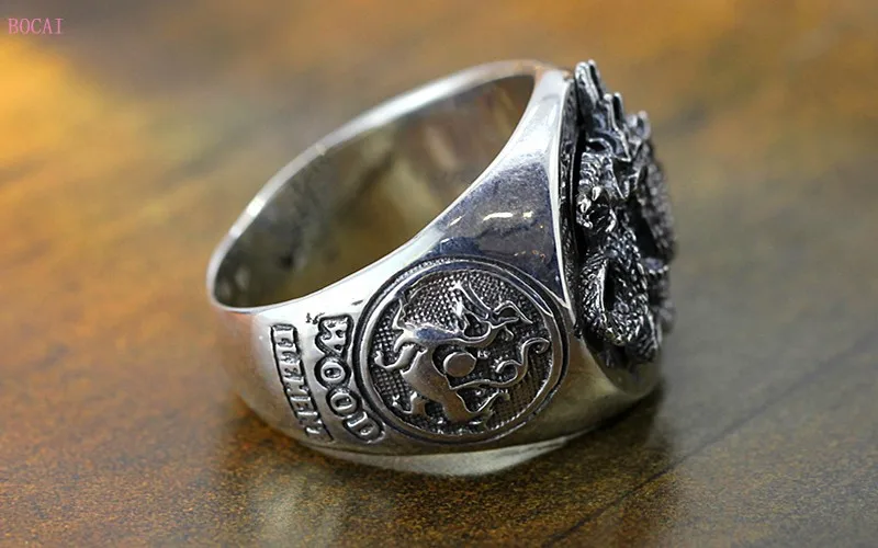 S925 Стерлинговое серебро, ювелирные изделия, индивидуальные тренды, ручной работы, тайское серебро, голубой дракон, мужское тайское серебряное кольцо для мужчин