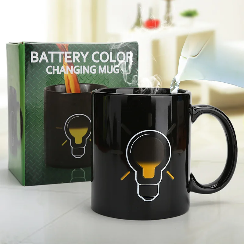 

Color Changing mug Trend Coffee cup Light Bulb Induction cup Creative Gift set Ceramic mug Function Color Changing 330ML