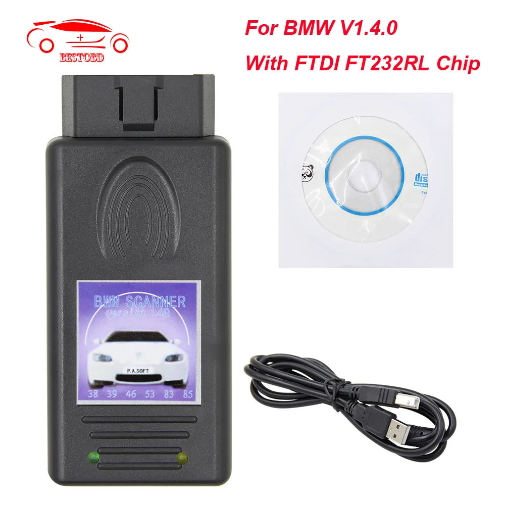 Разблокированный OBD2 сканер для BMW V1.4.0 1.4.0 FTDI FT232RL чип диагностический