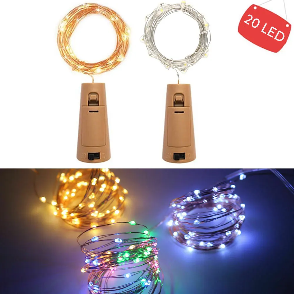 

2M 20LEDs LED Wine Bottle Lights Cork Shape Copper Wire Colorful Mini String Lights For Indoor Outdoor Wedding Christmas Lights