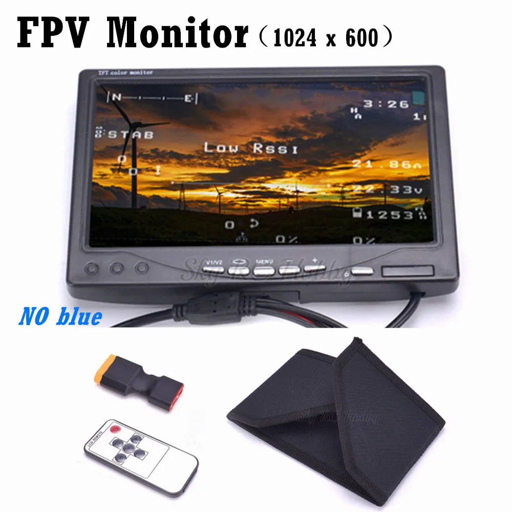 NEW NO blue 7" FPV LCD Color 1024 x 600 FPV Monitor Video Screen 7 inch for Rc Multicopter Ground Station QAV250 QAV-X