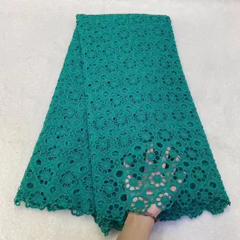 

green african cord lace water soluble fabric 2020 high quality embroidery with stones nigerian mesh lace fabric 5 yards/pcs