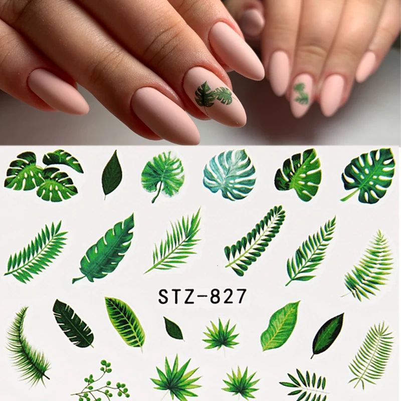 

1 Pcs Water Nail Decals Flower Leaf Feather Tree Wraps Slider Designs Nail Art Sticker Decorations DIY Nail Tips Manicure
