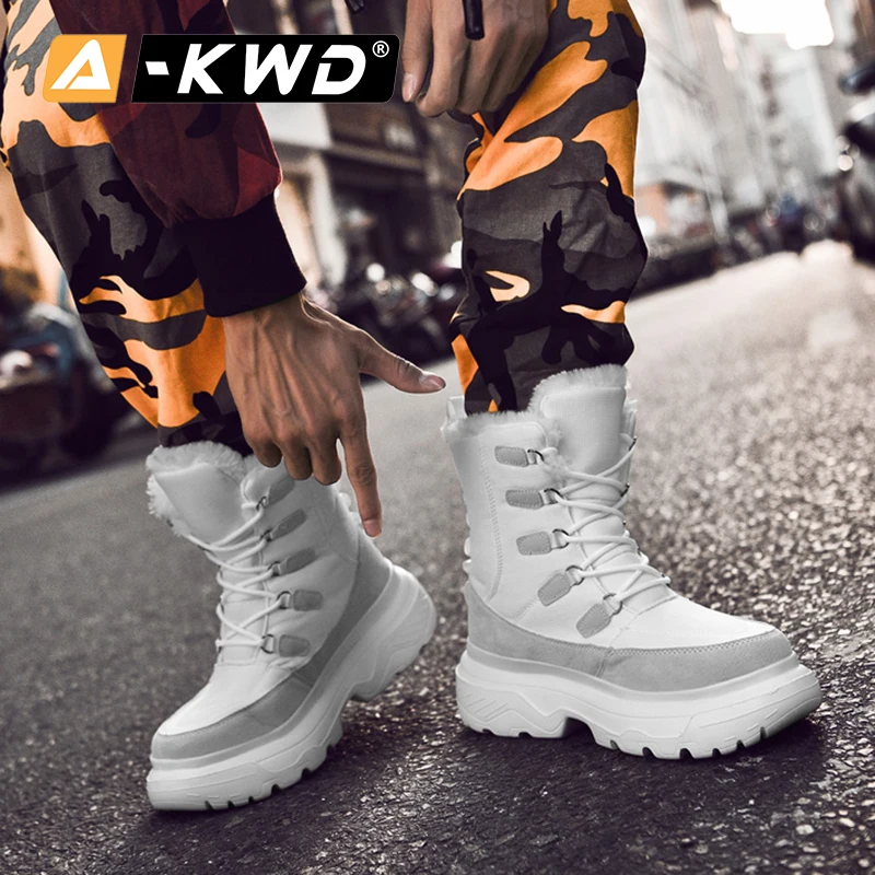Botas de nieve altas para hombre, calzado masculino de invierno, a la moda,  color negro, blanco y rojo, para mantener el calor, 46|Botas básicas| -  AliExpress