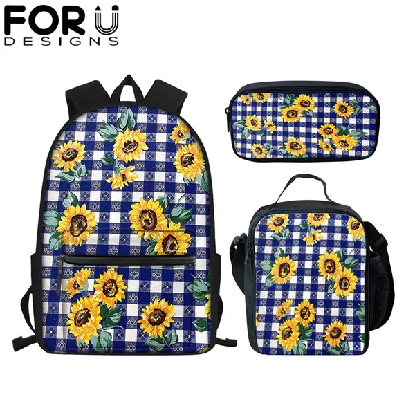FORUDESIGNS/бренд 3 шт./компл. школьная сумка рюкзак для детей куртка для мальчиков и девочек детская одежда с принтом в виде подсолнухов рюкзак студенческий ранец Mochila - Цвет: P4997Z58GK