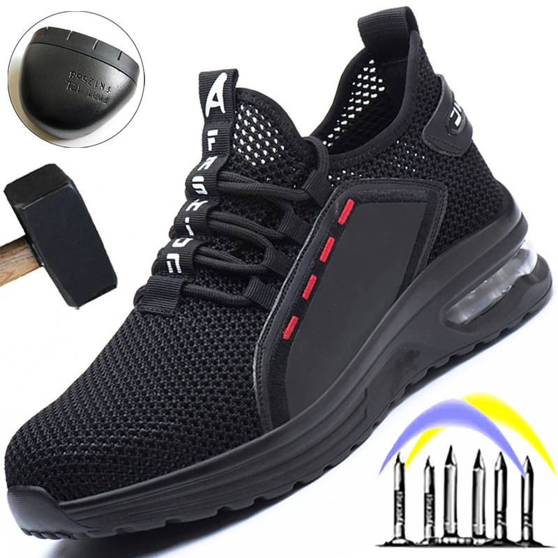 Summer Breathable Work Safety Shoes Men Air Cushion Work Sneakers Anti Puncture Work Shoes Male Steel Toe Shoes Protective Shoes
