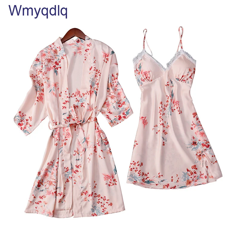 

Wmyqdlq Spring And Summer Sexy Pyjamas New Product Printed Suspender Nightgown Suit With Chest Pad Thin Two-Piece Home Service