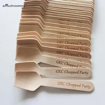 

10000 pieces Wooden Chopped Scoop Flat Edge Spoon Flatware cutlery hotel Spa dessert cake shop chopped party can customized text