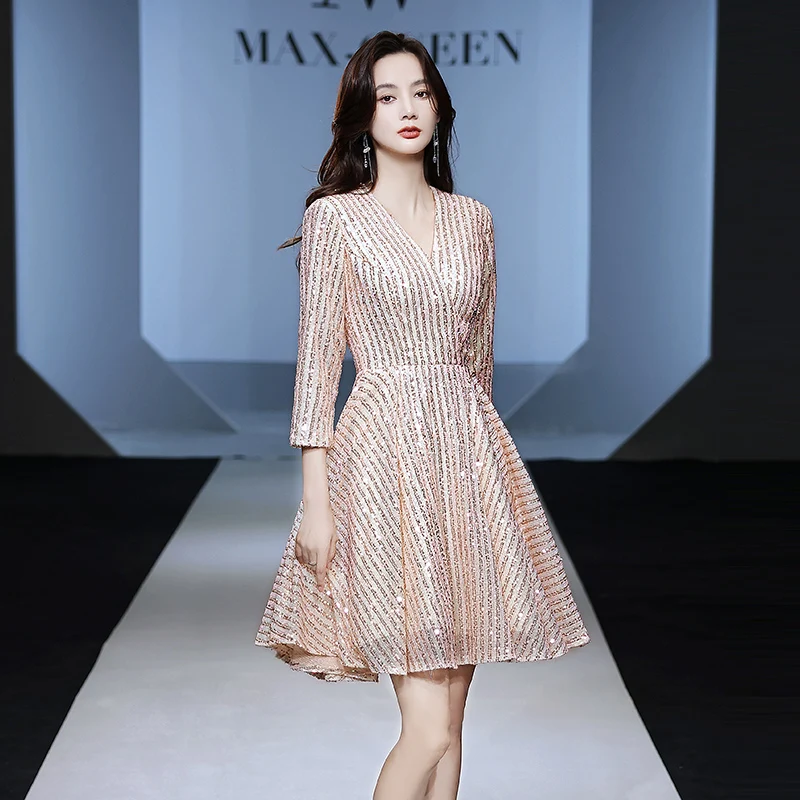 2023 New Prom Dresses Plus Size Elegant Sequined Short Women Formal