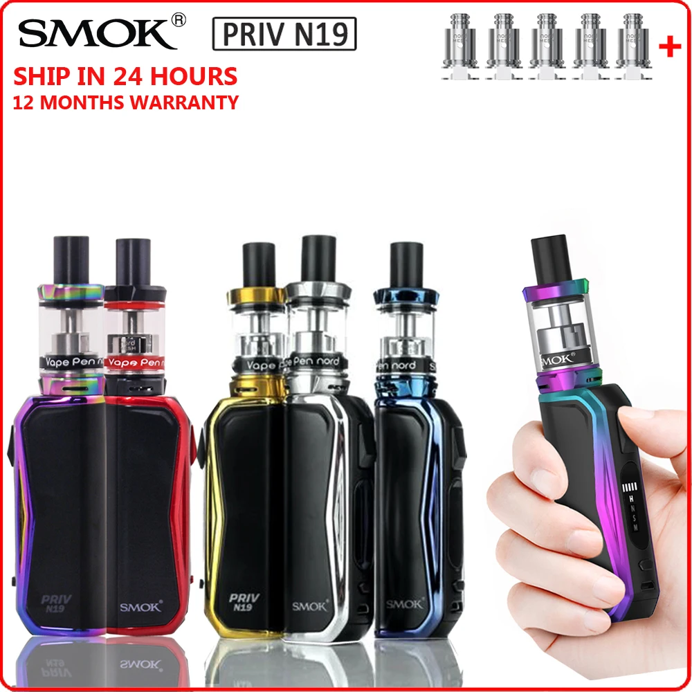 Оригинальный электронных сигарет SMOK PRIV N19 Kit электронная сигарета 1200 мАч Батарея