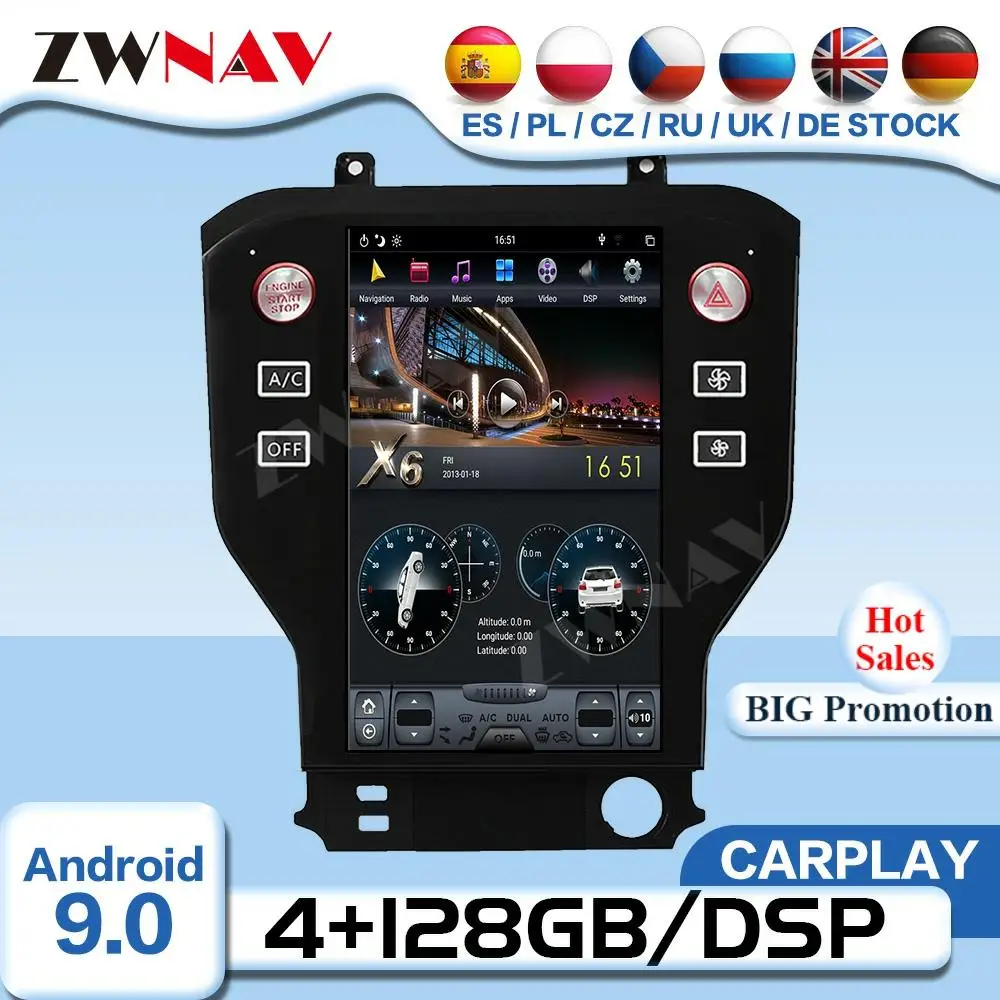 Tesla Screen Android 9 Multimedia Video For FORD Mustang 2015 2016 2017 2018 2019 2020 GPS Radio Receiver Audio Stereo Head Unit |