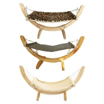

Cat Dog Wood Hammock Nest Dog Cat Swing Bed Easy to Assemble Wood Construction Pet Supplies