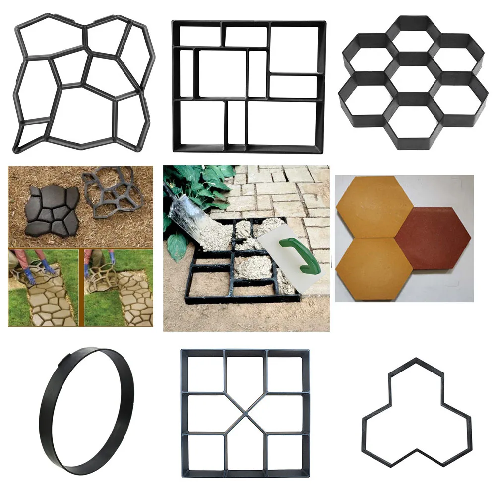Concrete Molds Path Maker Mold DIY Reusable Concrete Paving Mold Cement Brick Stone Garden Floor Road Garden Path Maker