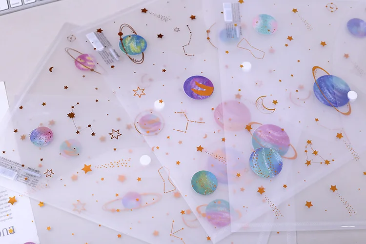20pcs Kawaii Сумка для документов милые, прозрачные Planet A5 папка для файлов настольная бумага для органайзера карандаши пенал для ручек офисные школьные принадлежности