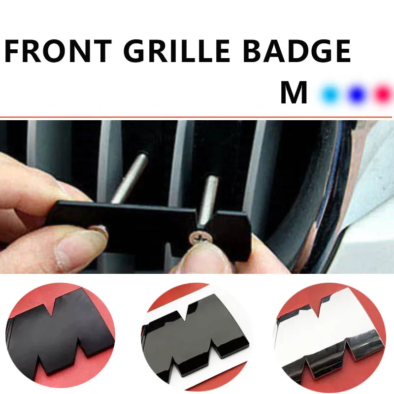 

M Front Grille Badge Emblem Bracket for BMW Grill Car Styling M Color Badge Sticker Matt Glossy Black Chrome Easy Installation