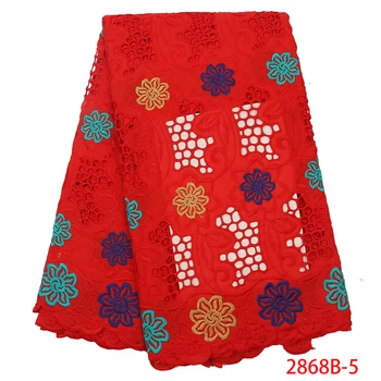 

2019 Latest High Quality Red African Lace Fabrics with Stones Nigerian Cotton Lace for Women Wear AMY2868B