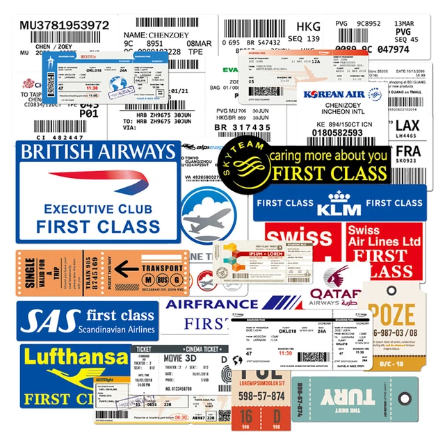 10/30PCS Boarding Pass Air Tickets Graffiti Stickers DIY Travel Luggage Guitar Laptop Waterproof Classic Cool Stickers Kid Toy 1
