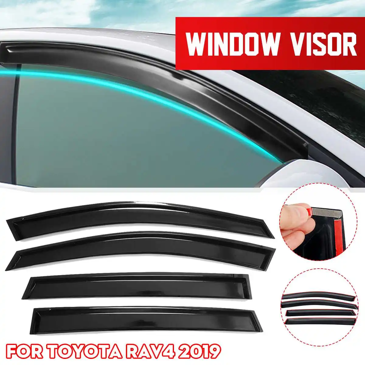 

4pcs Window Visor Awnings Shelters Vent Shades Sun Rain Deflector Guard Auto Accessorie for Toyota RAV4 2019 2020