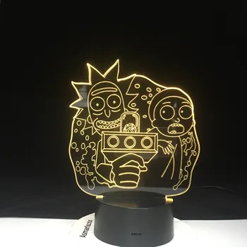

Rick and Morty 3D LED Night Light for Kids Bedroom Decorative Light Baby Child Gift 16 Color Changing Room Office Decor Lamp