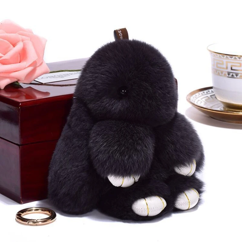 

Rabbit Fur Key Chain Bunny Cute Anime Keychain Pom Pom Key Ring Bag Charm Pendant Nightmare Before Christmas Gifts For Women