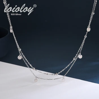 

multi layer chain necklace 925 silver round charm jewelry necklace for women girl gift jewellery