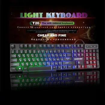 

K201 Russian / English Rainbow 3-Color Luminous Mechanical Touch Keyboard 104 Key Removable Key USB Plug and Play