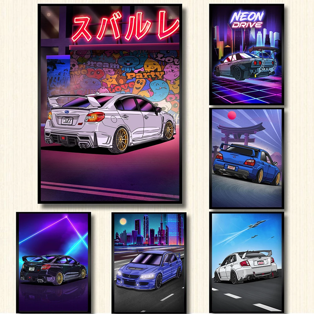 

Modern Tokyo Neon Driving Street Canvas Poster Supercar Racing Wall Art Print Picture Kids Room Bar Club Decoration Cuadros