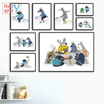 

Wall Art Canvas Painting Bike Giraffe Zebra Bear Animals Art Prints Nordic Posters And Prints Wall Pictures Baby Kids Room Decor