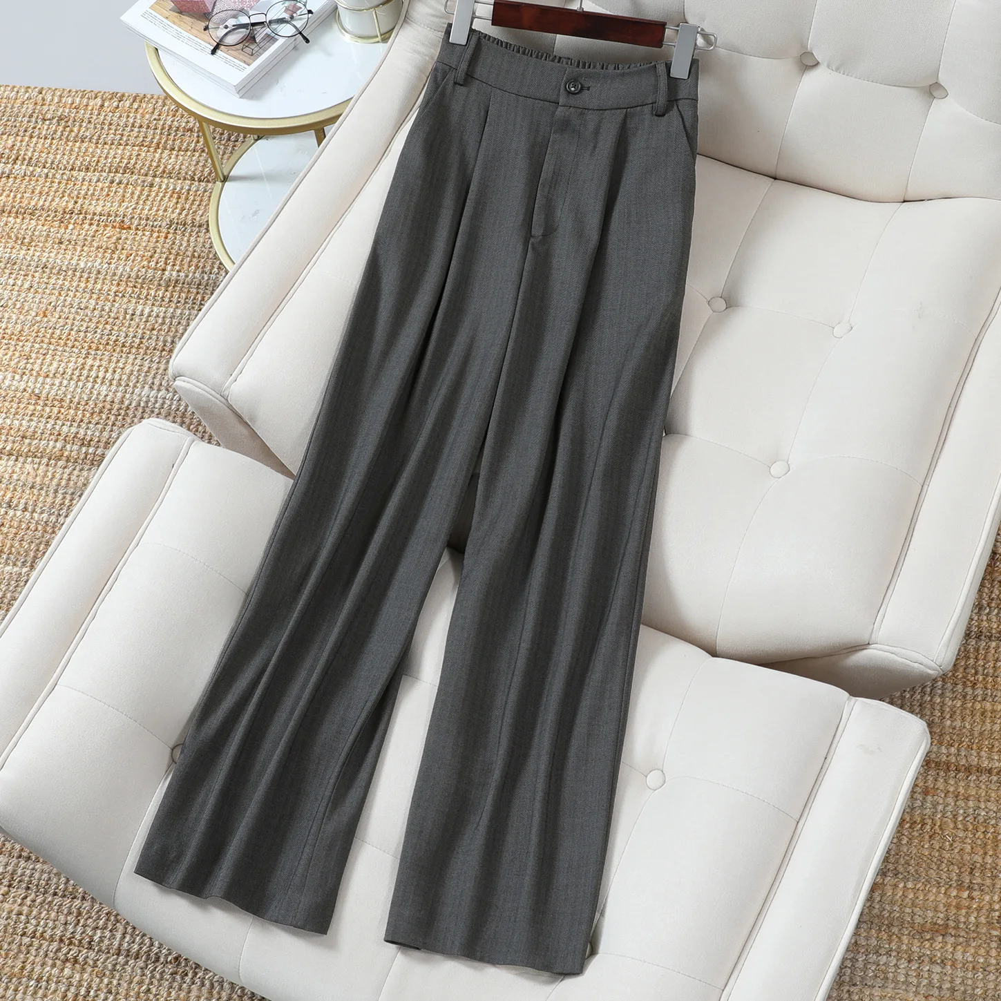

Plus size women's casual wide-leg pants Fall 2020 new high-quality women's loose trousers Professional office trousers