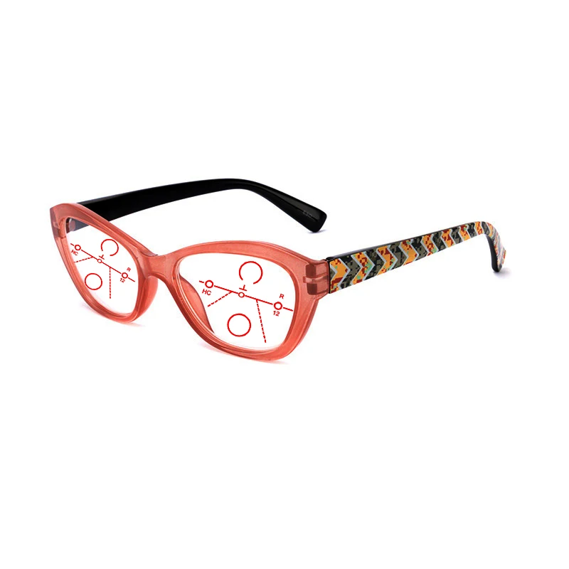 

Progressive Multifocal Anti Blu Light Reading Glasses for Ladies Women High Quality Cat's Eyes +0.75 To +4.0