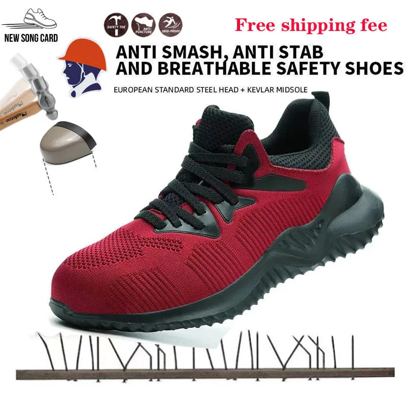 

New song card Men Safety Work Shoes Boots Male Autumn Work Shoes Steel Toe Indestructible Safety Work Boots Sneakers