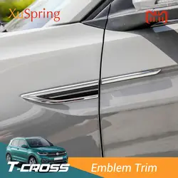 Автомобиль Оригинальное боковое крыло автомобиля дверь эмблема значок наклейки отделка для VW T-cross Tcross 2019 стиль