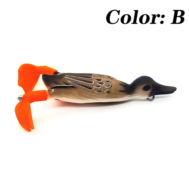 1Pcs Double Propeller Flipper Duck Fishing Lures Ducking Frog Soft Bait 9.5cm 11.2g 3D Eyes Artificial Swimbait Day Bass Tackle B