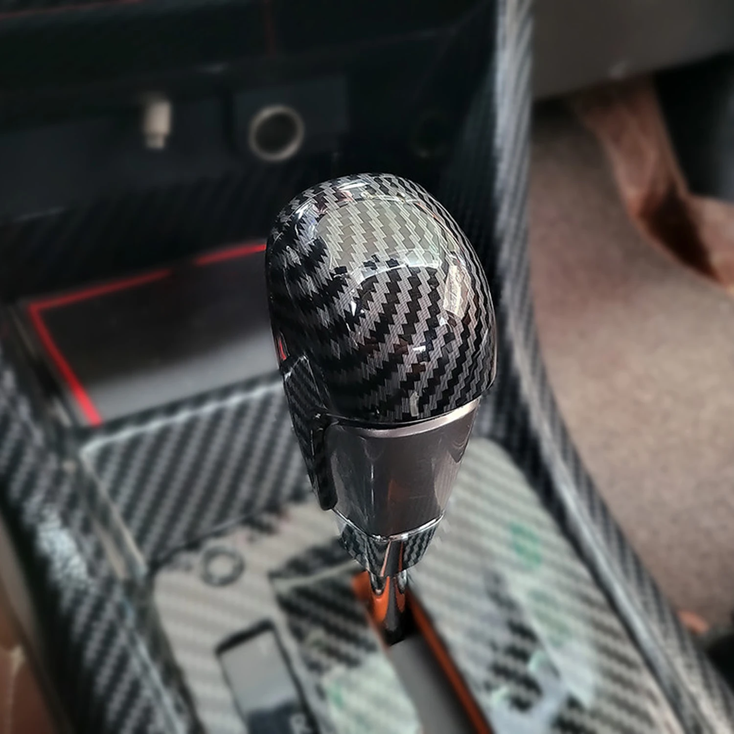 

for Subaru WRX / WRX STI 2015-2021 Accessories Carbon Fiber Printed Interior Gear Shift Head Knob Cover Trim 2pcs