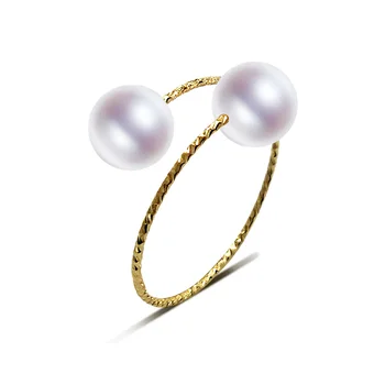 

XF800 18K Yellow Gold Rings Natural Freshwater Pearl Rings AU750 Fine Wedding Brands For Women Trendy Party Engagement Box J327