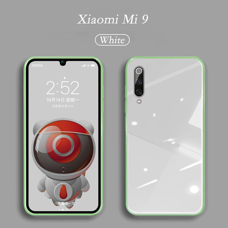 Жидкий силиконовый чехол из закаленного стекла для телефона для Xiaomi mi 9 Lite SE mi 8 mi CC9 mi 9T Red mi K20 Note 7 8 Pro чехол с мягкой рамкой - Цвет: White