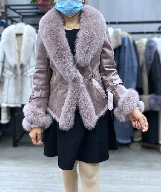 Oversized Winter Faux Fur Trim Coat With Genuine Rabbit Skin Leather And  Natural Fur Collar For Women 211019 From Lu02, $219.05